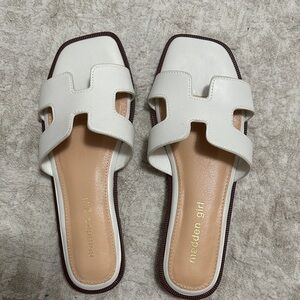Madden Girl Cream Slide Sandals